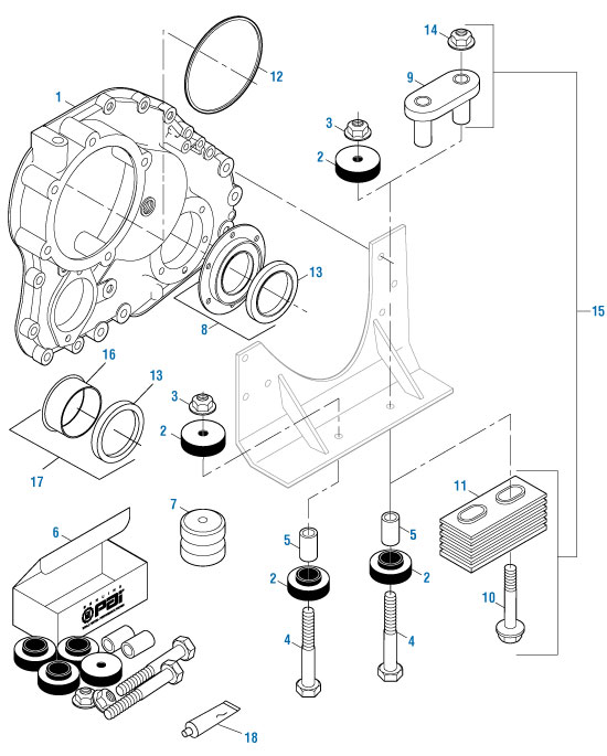Front Engine Mounting Kit for a Mack CH CX RB RD. PAI # FMK-5179